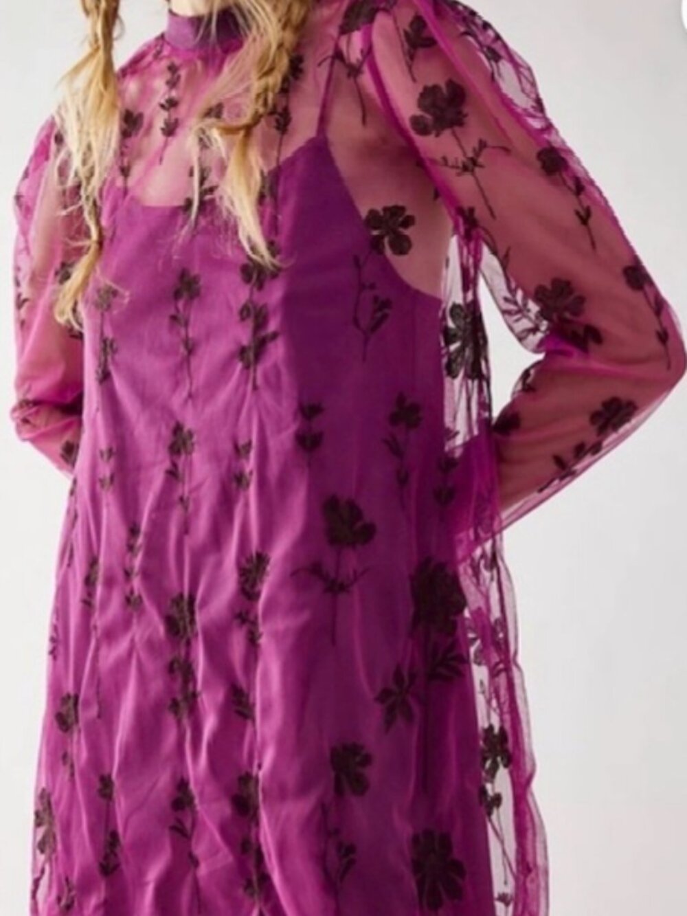 Free People Fuchsia Sheer Top or Mini Dress - Picture 1 of 4